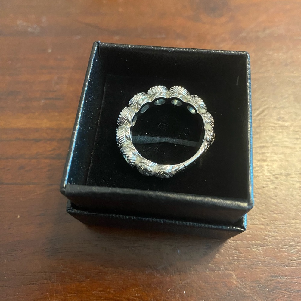 Judith Ripka Sterling with blue topaz gems Ring sz8 - Picture 2 of 2